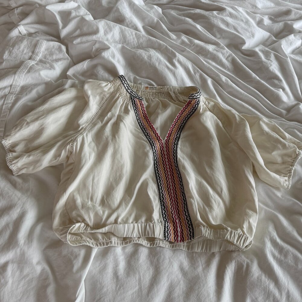 White Marine Layer Peasant Style Blouse